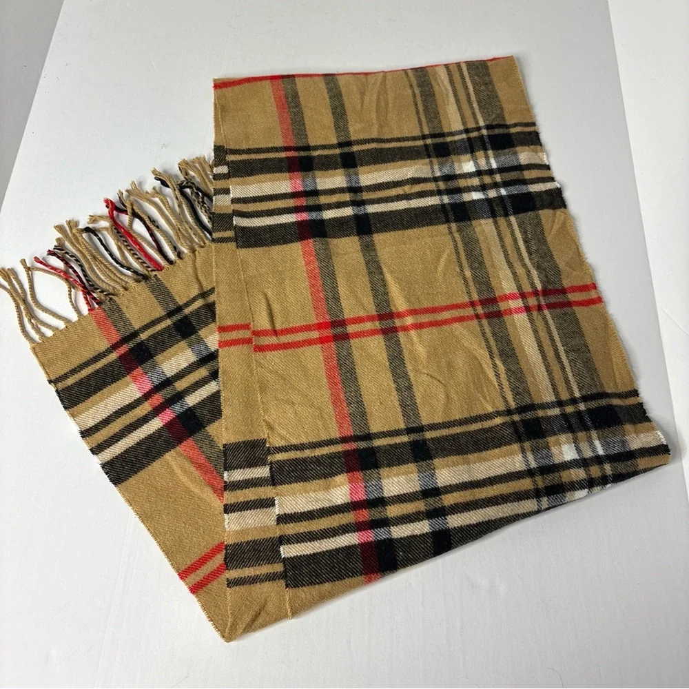 German 100% Cashmere Plaid Tartan Fringe scarf